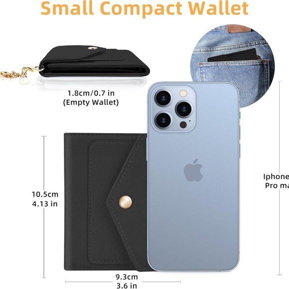 Women’s RFID Blocking Leather Small Wallet with Coins and Keychain - Picture 2 of 7